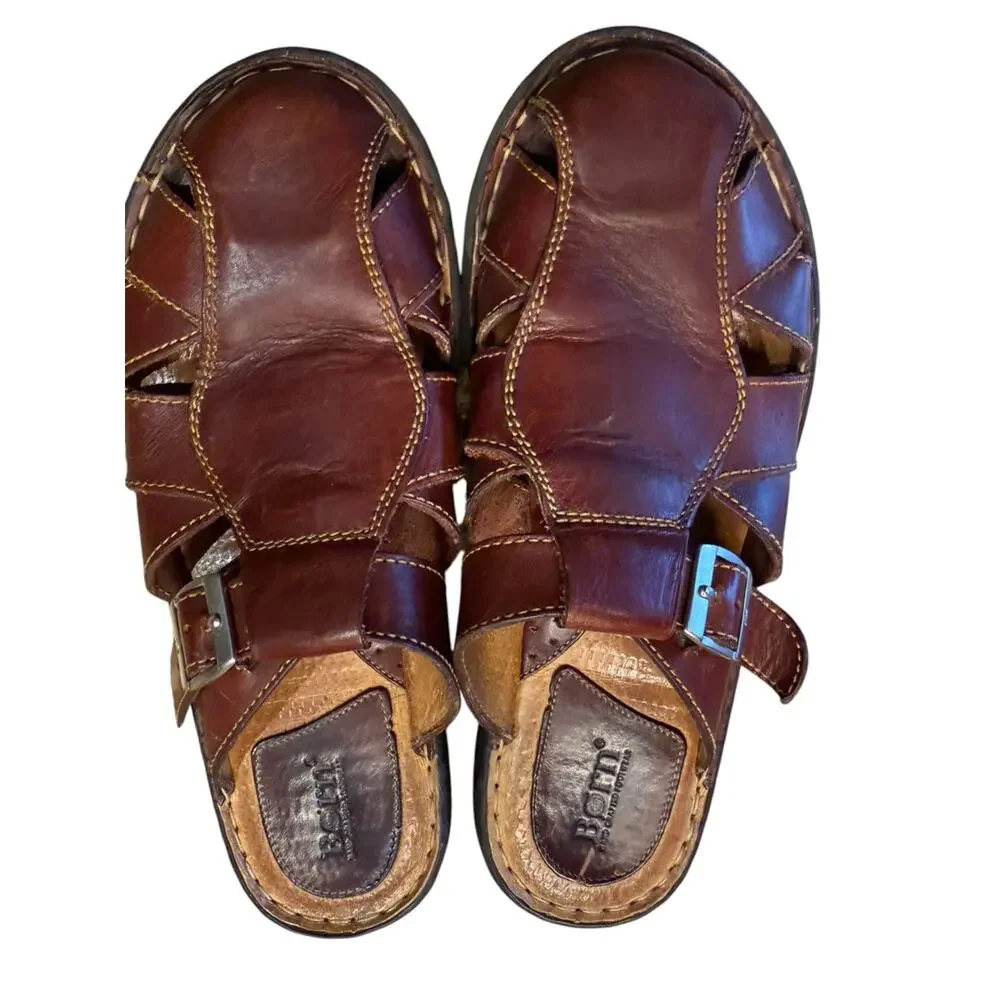 Born Women’s Size 9 Brown Leather Fisherman Slip On Sandals - Classic Comfort